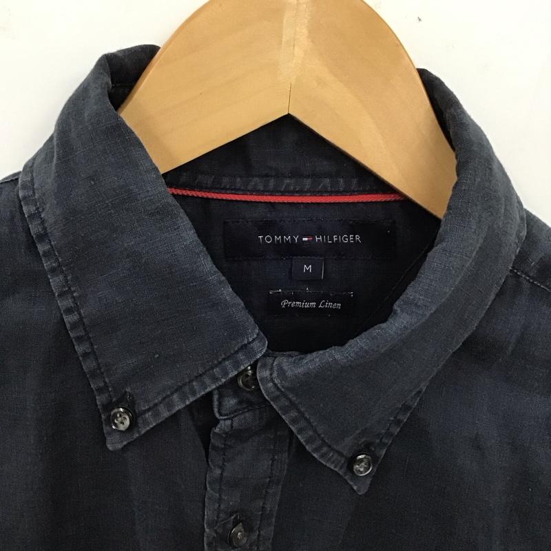 トミーヒルフィガー TOMMY HILFIGER シャツ、ブラウス 長袖 長袖シャツ 無地シャツ カラーシャツ M ロゴ、文字 紺 / ネイビー /  メンズ USED 古着 中古 10129057