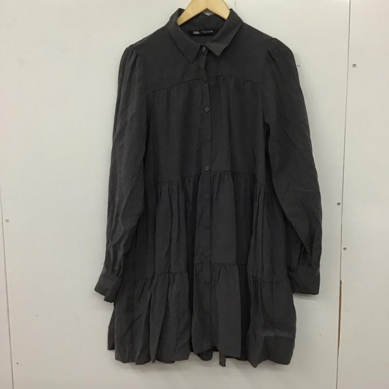 ザラ ZARA ワンピース ミニスカート L 無地 チャコールグレー / チャコールグレー /  レディース USED 古着 中古 10139920