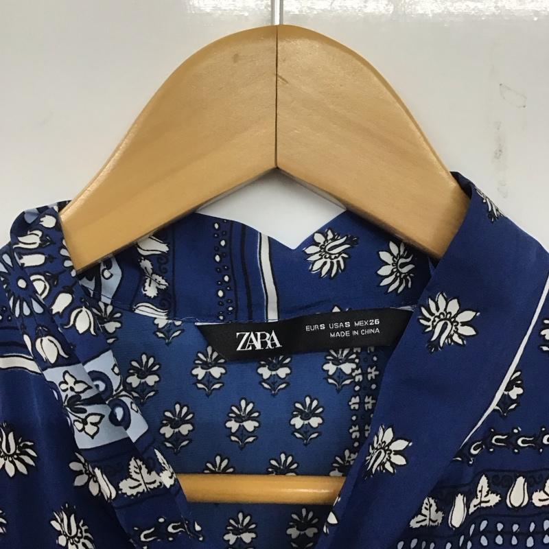 ザラ ZARA ワンピース ひざ丈スカート S プリント X 総柄 青 / ブルー /  レディース USED 古着 中古 10139863