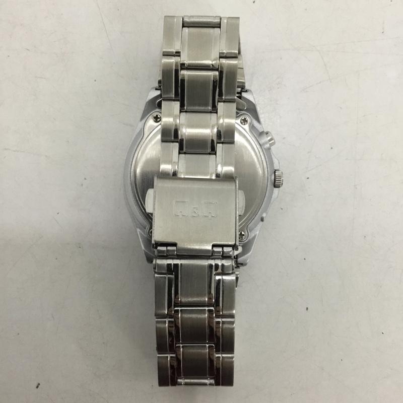 キューアンドキューバイシチズン Q&Q BY CITIZEN 腕時計 アナログ（クォーツ式） HR15 SOLARMATE 電波時計 ソーラー ロゴ、文字 銀 / シルバー /  メンズ USED 古着 中古 10146908