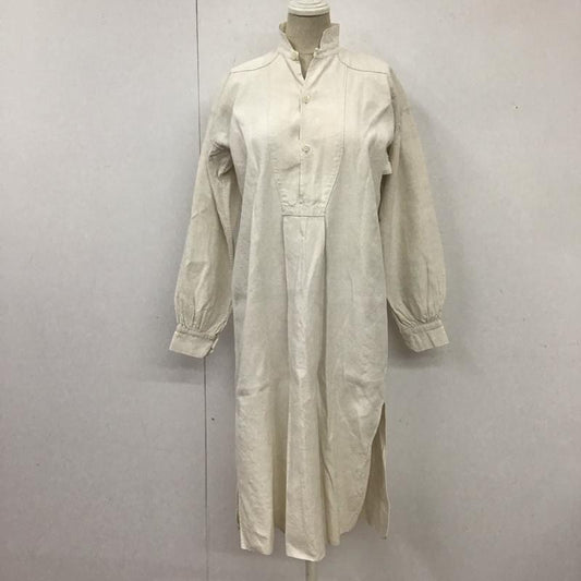 古着 USED ワンピース ロングスカート 長袖シャツワンピース スタンドカラーシャツワンピース ロングワンピース 古着 無地 オフホワイト / オフホワイト /  レディース USED 古着 中古 10113845
