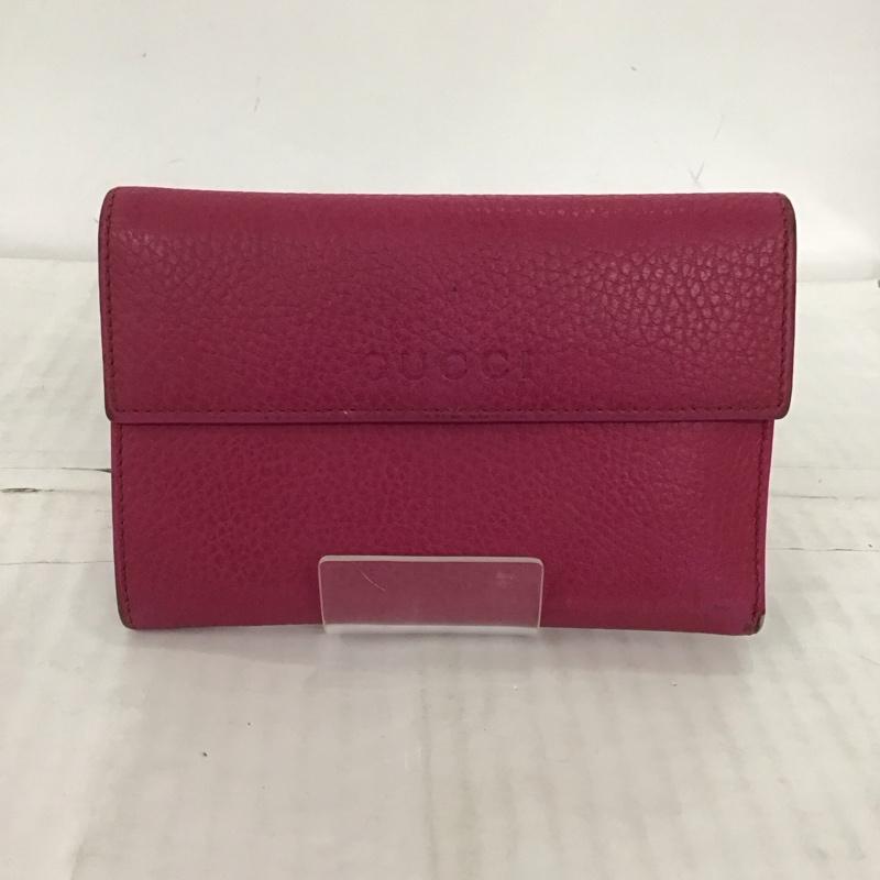 グッチ GUCCI 財布 二つ折り 346057 525040 レザー ロゴ、文字 桃 / ピンク /  レディース USED 古着 中古 10122586