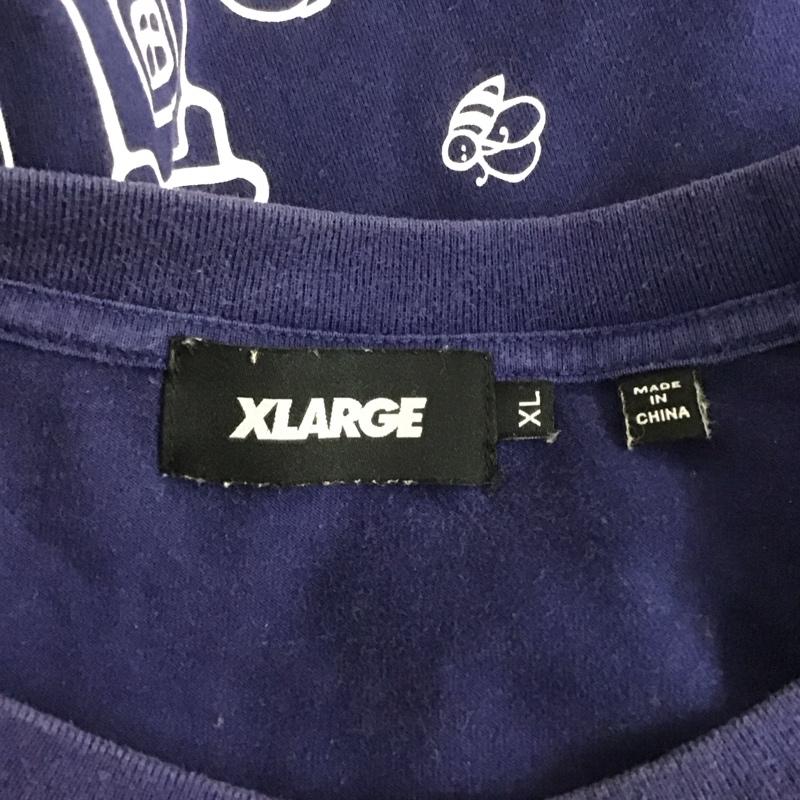 エクストララージ XLARGE Tシャツ 半袖 半袖カットソー プリントTシャツ クルーネックカットソー XL ロゴ、文字 紺 / ネイビー /  メンズ USED 古着 中古 10126656