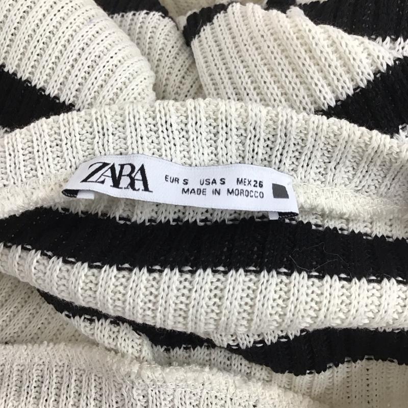 ザラ ZARA ニット、セーター 長袖 2298 008 712 クロップド丈 S ボーダー柄 黒 / ブラック / X オフホワイト / オフホワイト /  レディース USED 古着 中古 10108224