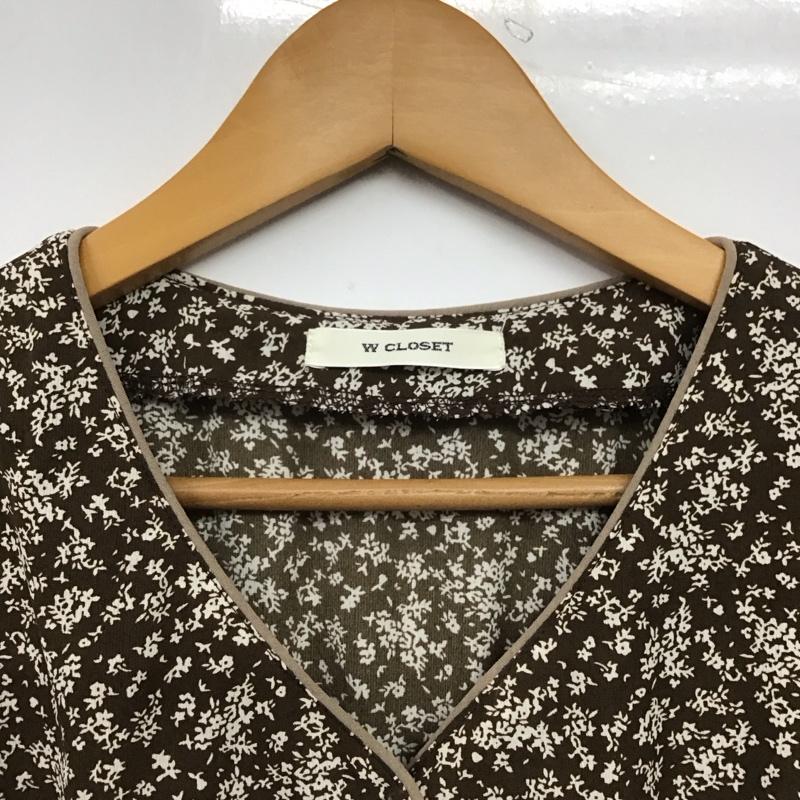 ダブルクローゼット w closet ワンピース ロングスカート Vネック 半袖 花柄 茶 / ブラウン /  レディース USED 古着 中古 10145962
