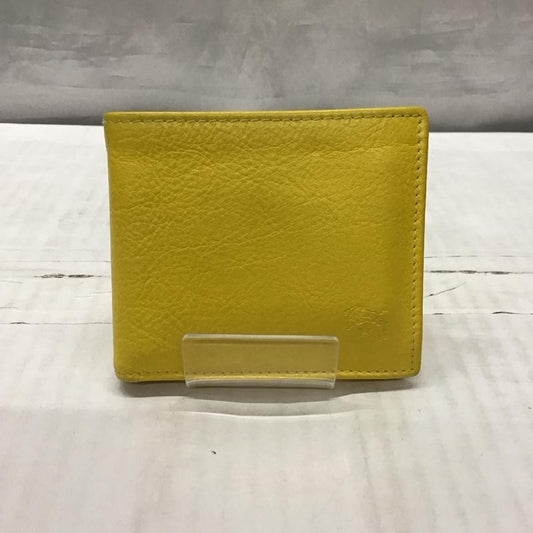 イルビゾンテ IL BISONTE 財布 二つ折り レザー ワンポイント 黄 / イエロー /  メンズ USED 古着 中古 10120581