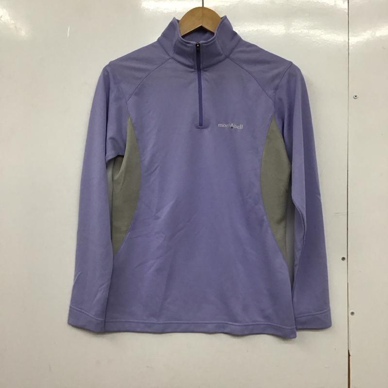 モンベル mont-bell カットソー 長袖 1104941 ウイックロンZEOロングスリーブジップシャツ M ロゴ、文字 紫 / パープル / X 灰 / グレー /  レディース USED 古着 中古 10149375