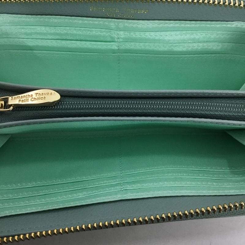 サマンサタバサ プチチョイス Samantha Thavasa Petit Choice 財布 長財布 ラウンドファスナー ビジュー 箱有 ロゴ、文字 薄緑 / ライトグリーン /  レディース USED 古着 中古 10146369