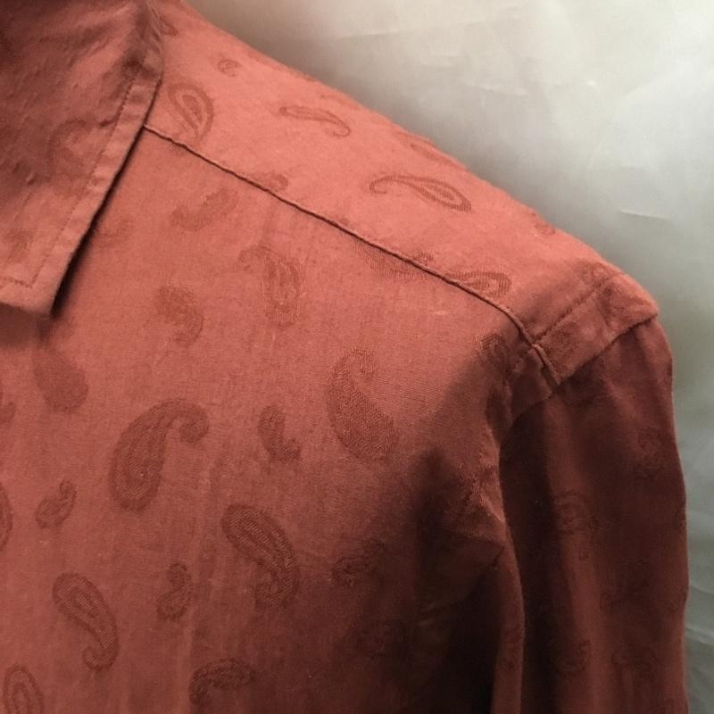 ニューヨーカー NEWYORKER シャツ、ブラウス 長袖 長袖シャツ カラーシャツ ポケットシャツ 長袖カットソー プリントシャツ M プリント えんじ / ワインレッド /  メンズ USED 古着 中古 10115115