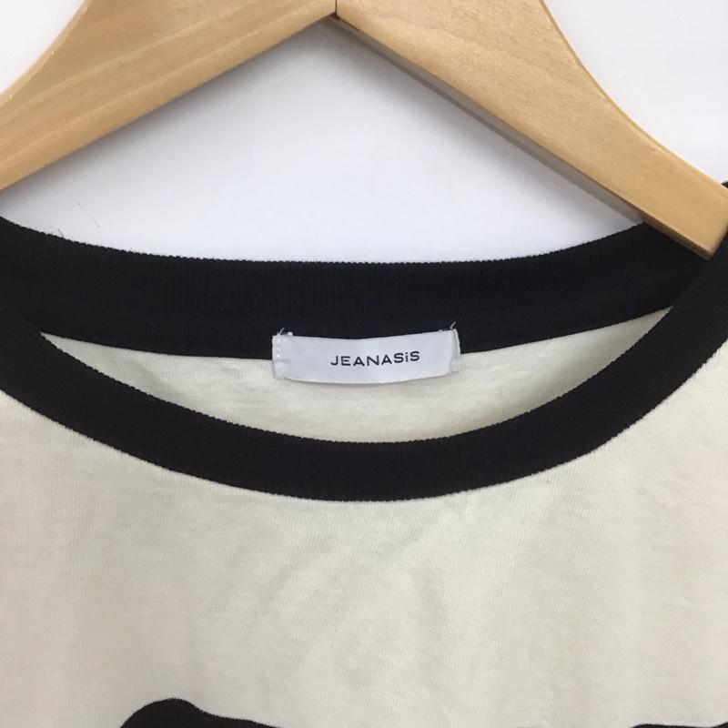 ジーナシス JEANASIS Tシャツ 長袖 FREE ボーダー柄 白 / ホワイト / X 黒 / ブラック /  レディース USED 古着 中古 10149363