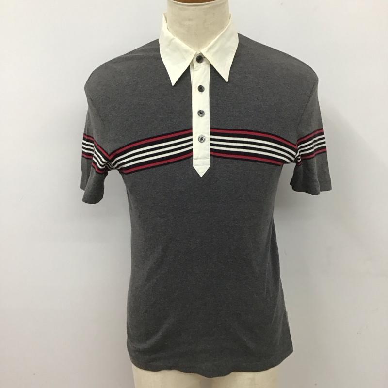バーバリーブラックレーベル BURBERRY BLACK LABEL ポロシャツ 半袖 半袖ポロシャツ カラーシャツ 半袖カットソー 2 ロゴ、文字 灰 / グレー /  メンズ USED 古着 中古 10113109