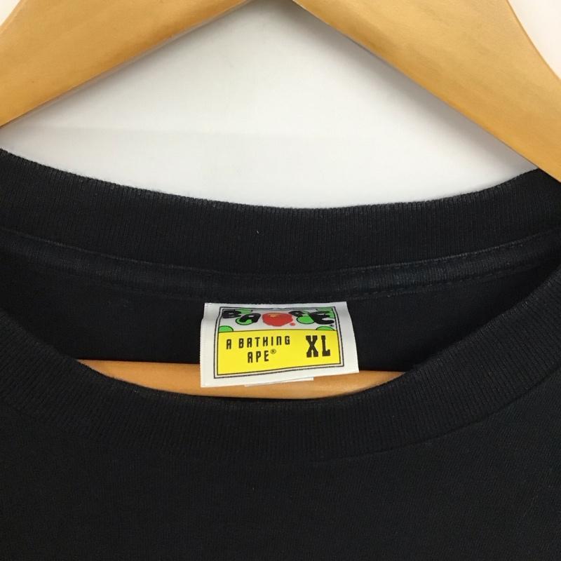 ベイプ BAPE Tシャツ 半袖 半袖カットソー プリントTシャツ クルーネックカットソー XL ロゴ、文字 黒 / ブラック /  メンズ USED 古着 中古 10141416