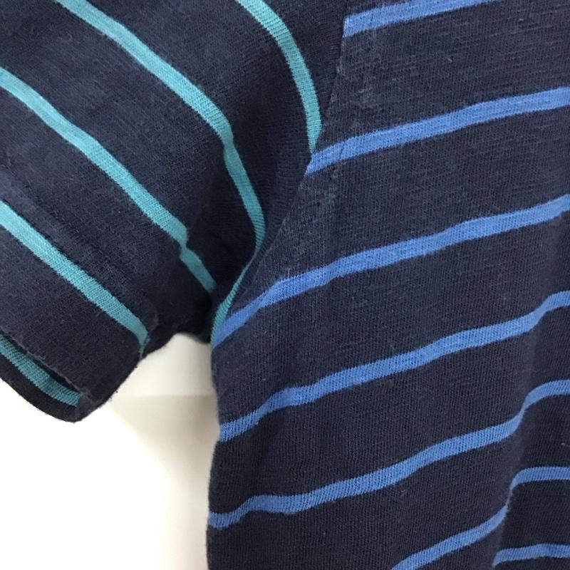 ブルックスブラザーズ BROOKS BROTHERS Tシャツ 半袖 半袖カットソー プリントTシャツ クルーネックカットソー S ボーダー柄 紺 / ネイビー /  メンズ USED 古着 中古 10131488
