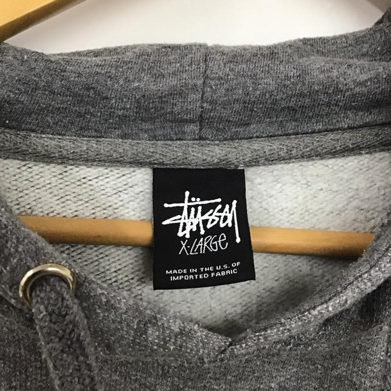 ステューシー STUSSY パーカー 長袖 長袖パーカー プルオーバーパーカー スウェット XL ロゴ、文字 灰 / グレー /  メンズ USED 古着 中古 10141653