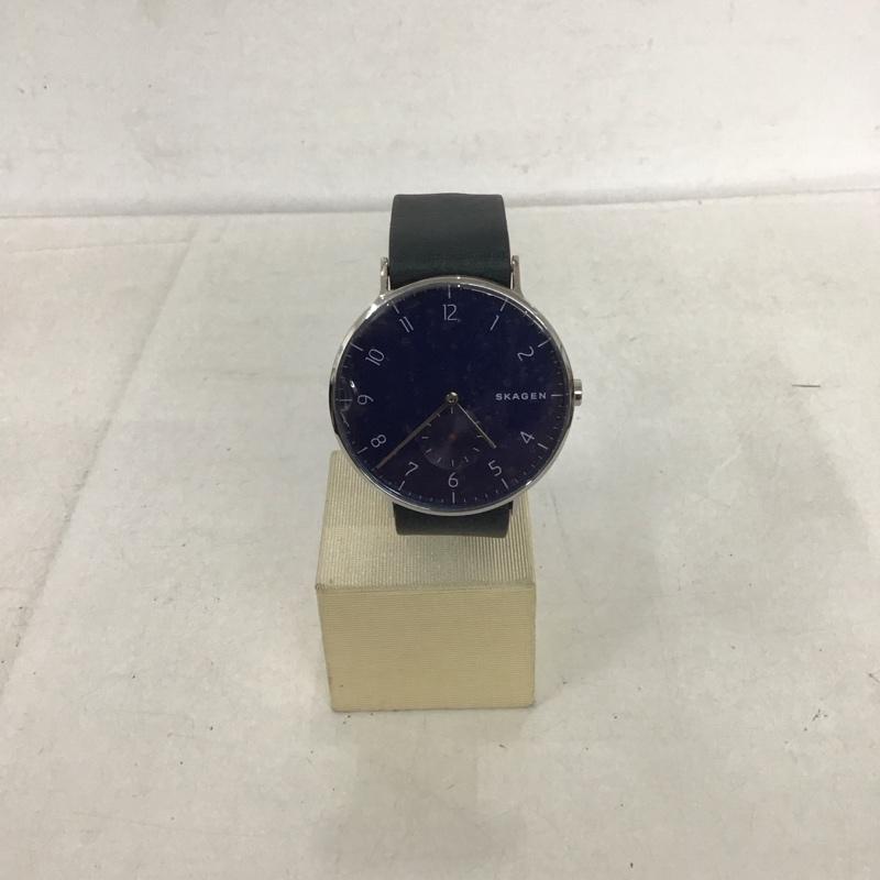 スカーゲン SKAGEN 腕時計 アナログ（クォーツ式） SKW6478 レザーベルト 箱有 ロゴ、文字 紺 / ネイビー /  メンズ USED 古着 中古 10134337