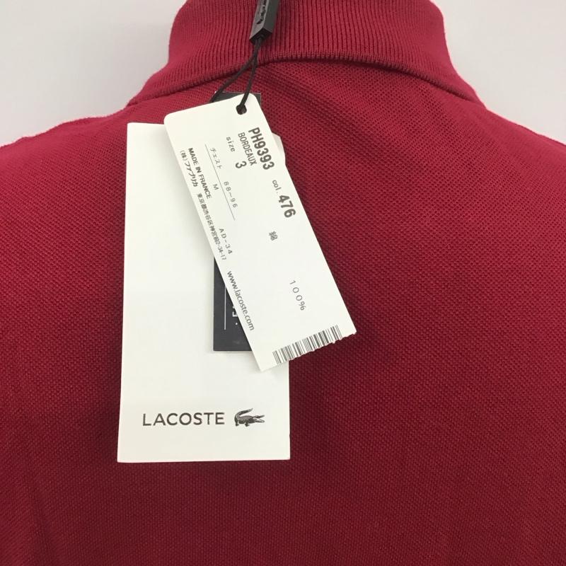 ラコステ LACOSTE ポロシャツ 半袖 半袖 3 ロゴ、文字 えんじ / ワインレッド /  メンズ USED 古着 中古 10111168