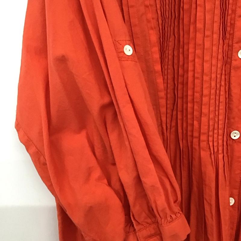 フリークスストア FREAK S STORE ワンピース ロングスカート 222-3186 ピンタック バンドカラー シャツワンピース FREE 無地 橙 / オレンジ /  レディース USED 古着 中古 10142258