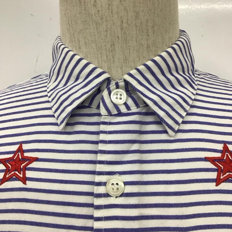 ウィズリミテッド WHIZ LIMITED シャツ、ブラウス 長袖 長袖シャツ カラーシャツ ポケットシャツ 長袖カットソー ボーダーシャツ 4L ボーダー柄 白 / ホワイト / X 青 / ブルー /  メンズ USED 古着 中古 10111743