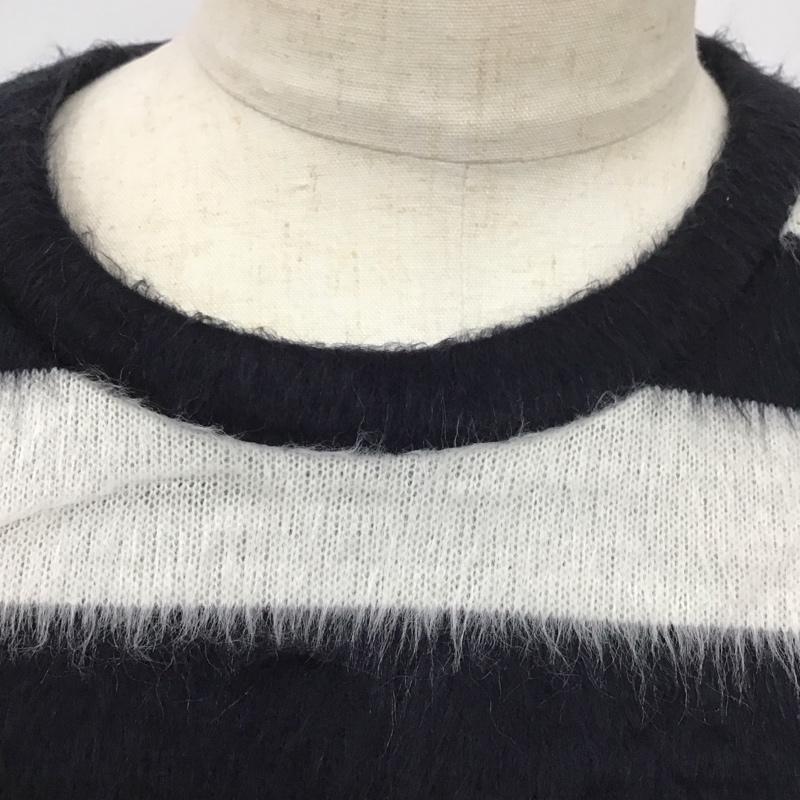ザラメン ZARA MAN ニット、セーター 長袖 長袖ニットカットソー ニット セーター クルーネックニット XL ボーダー柄 白 / ホワイト / X 黒 / ブラック /  メンズ USED 古着 中古 10113736