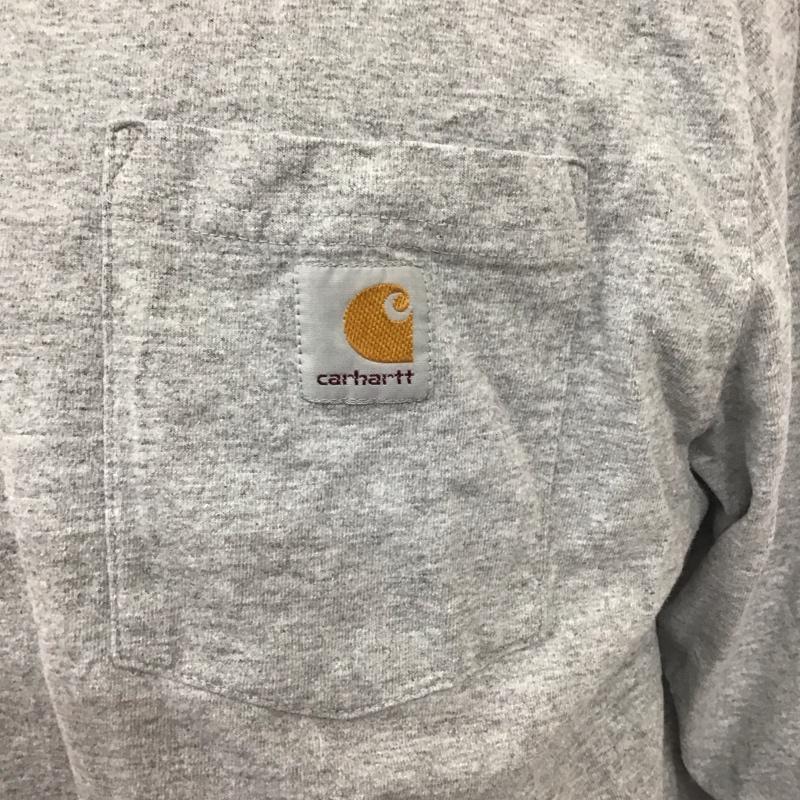 カーハート Carhartt カットソー 長袖 長袖カットソー クルーネックカットソー ロングスリーブカットソー プリントTシャツ L ロゴ、文字 灰 / グレー /  メンズ USED 古着 中古 10112508