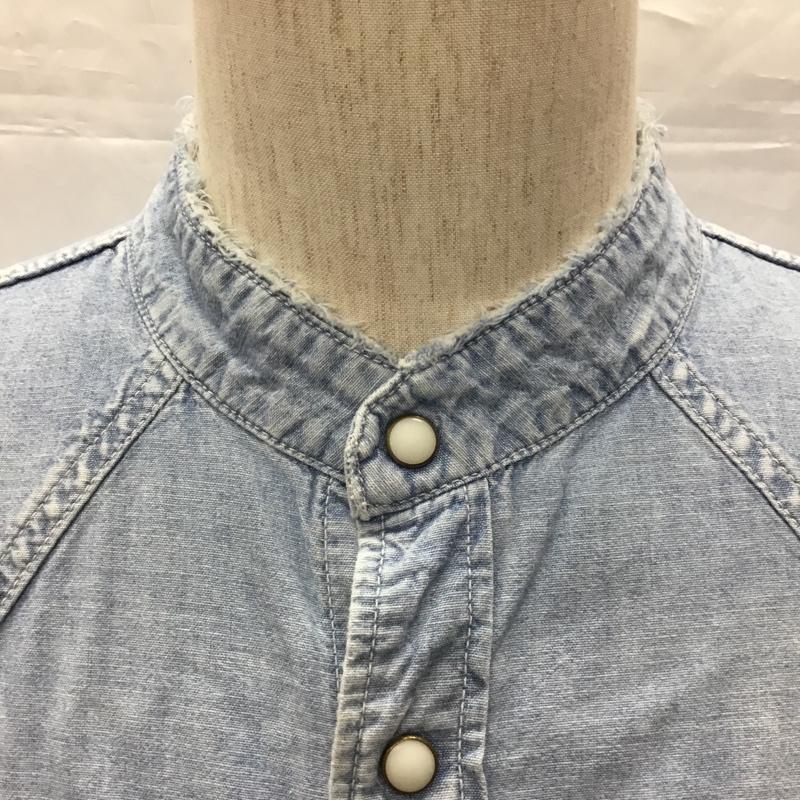 レミ レリーフ REMI RELIEF シャツ、ブラウス 長袖 長袖シャツ ノーカラーシャツ ポケットシャツ 長袖カットソー デニムシャツ L 無地 インディゴ / インディゴ /  メンズ USED 古着 中古 10109431