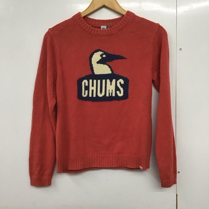 チャムス CHUMS ニット、セーター 長袖 M ロゴ、文字 赤 / レッド /  レディース USED 古着 中古 10143009