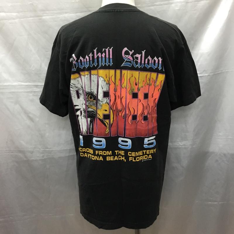 フルーツオブザルーム FRUIT OF THE LOOM Tシャツ 半袖 半袖カットソー プリントTシャツ クルーネックカットソー 古着 90s L プリント 黒 / ブラック /  メンズ USED 古着 中古 10114832