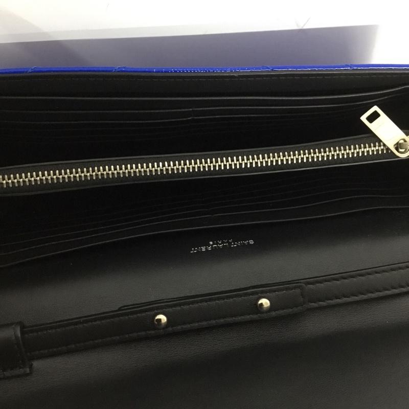 サンローラン SAINTLAURENT 財布 長財布 モノグラム チェーン ウォレット 箱有 ロゴ、文字 青 / ブルー / X 銀 / シルバー /  レディース USED 古着 中古 10147570
