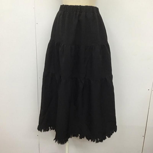 アイテムズ アーバンリサーチ ITEMS URBAN RESEARCH スカート ロングスカート IT17-25A016 ティアードフリンジスカート FREE 無地 黒 / ブラック /  レディース USED 古着 中古 10108226