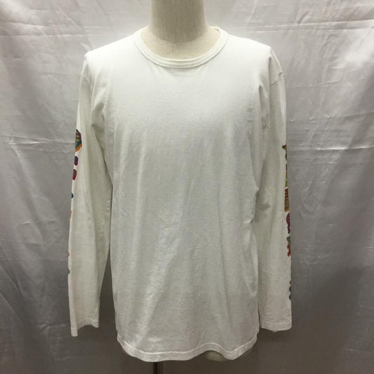 デンハム DENHAM カットソー 長袖 長袖カットソー クルーネックカットソー ロングスリーブカットソー プリントTシャツ M プリント 白 / ホワイト /  メンズ USED 古着 中古 10118620