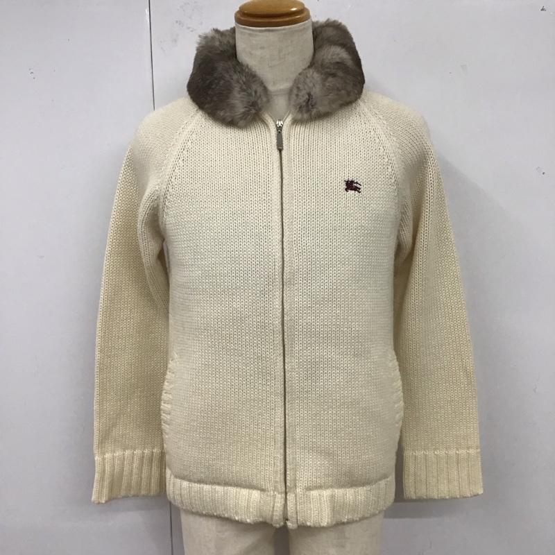 バーバリーブラックレーベル BURBERRY BLACK LABEL ジャケット、上着 ジャケット、ブレザー ジップアップニットジャケット カラーニットジャケット アウター 2 ロゴ、文字 白 / ホワイト /  メンズ USED 古着 中古 10120037