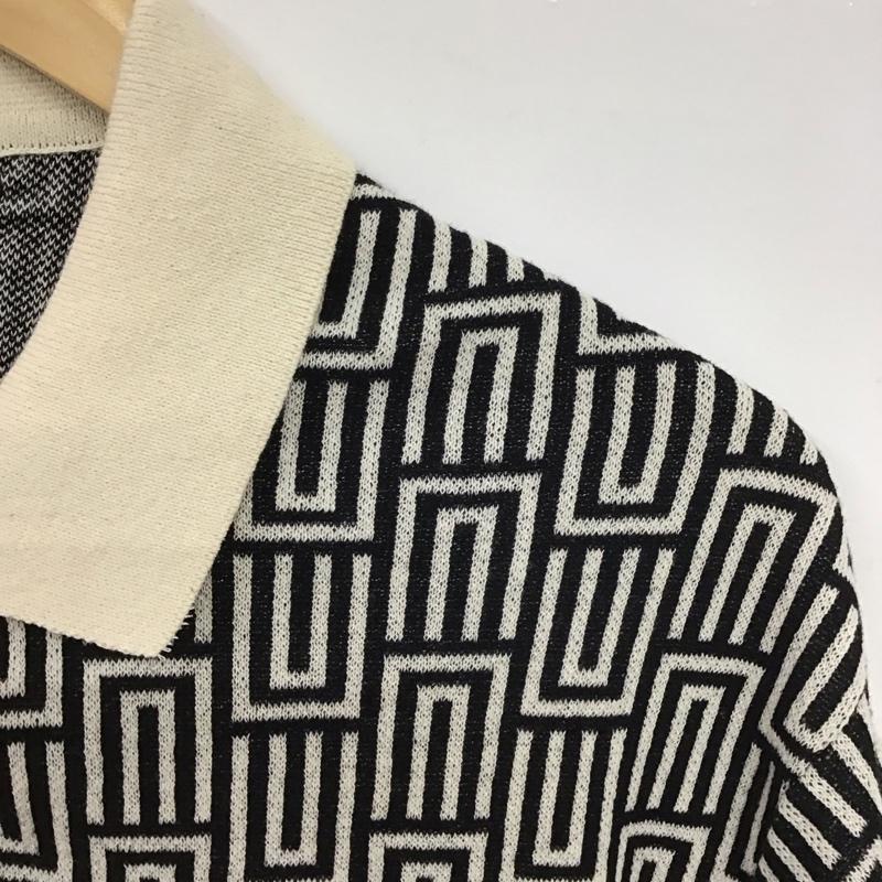 ザラ ZARA ポロシャツ 半袖 半袖ポロシャツ カラーシャツ 半袖カットソー M 総柄 黒 / ブラック / X アイボリー / アイボリー /  メンズ USED 古着 中古 10151088