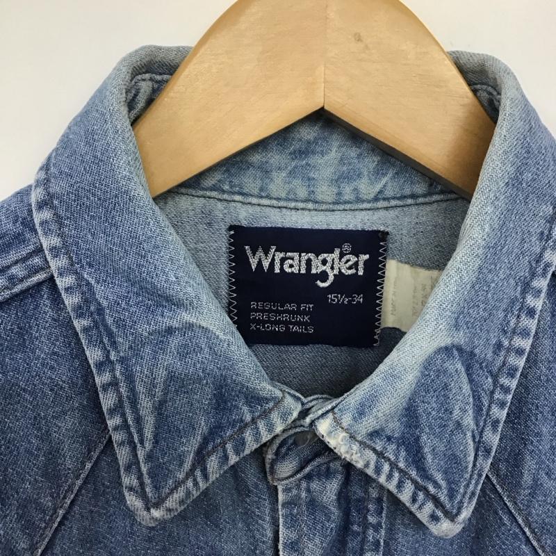 ラングラー Wrangler シャツ、ブラウス 長袖 長袖シャツ 無地シャツ カラーシャツ デニムシャツ usa製 90s 無地 インディゴ / インディゴ /  メンズ USED 古着 中古 10141507