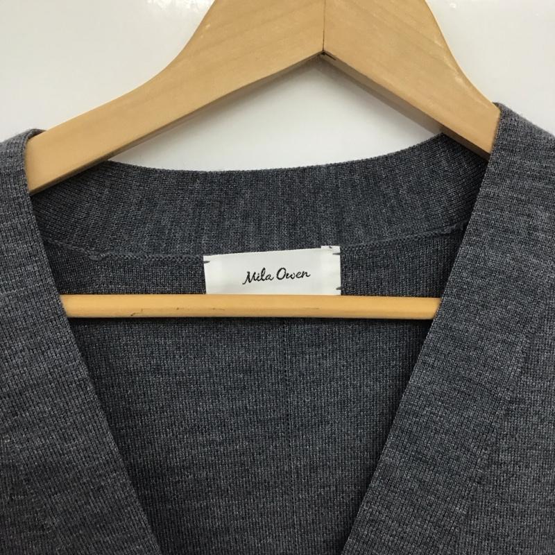 ミラオーウェン Mila Owen カーディガン 長袖 長袖ニットカーディガン 前ボタン ノーカラー ONE SIZE 無地 灰 / グレー /  レディース USED 古着 中古 10147643