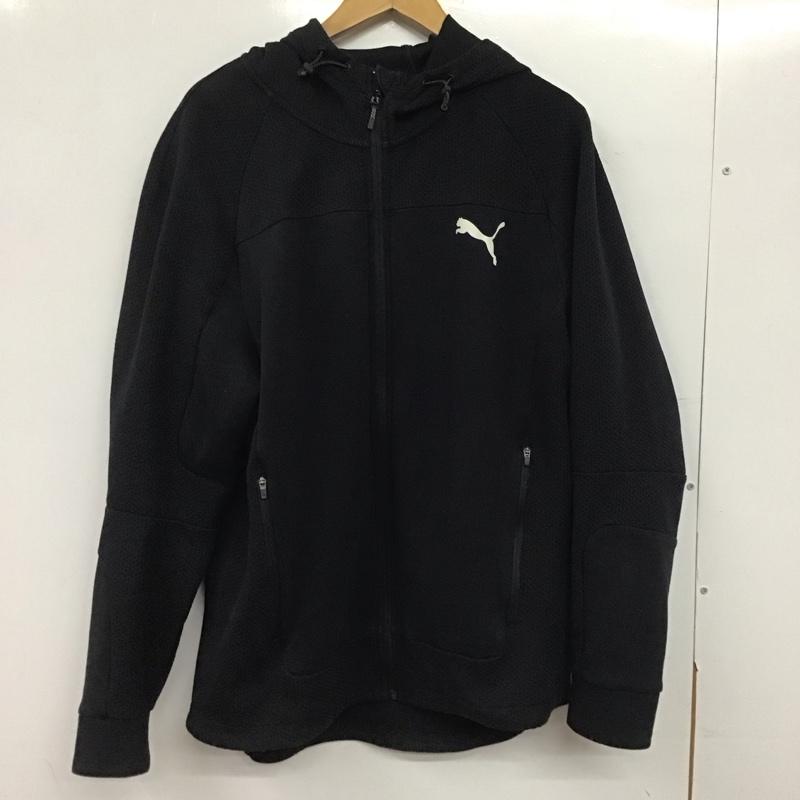 プーマ PUMA パーカー 長袖 ジップアップパーカー アウター ジャージ XXL ロゴ、文字 黒 / ブラック /  メンズ USED 古着 中古 10145020
