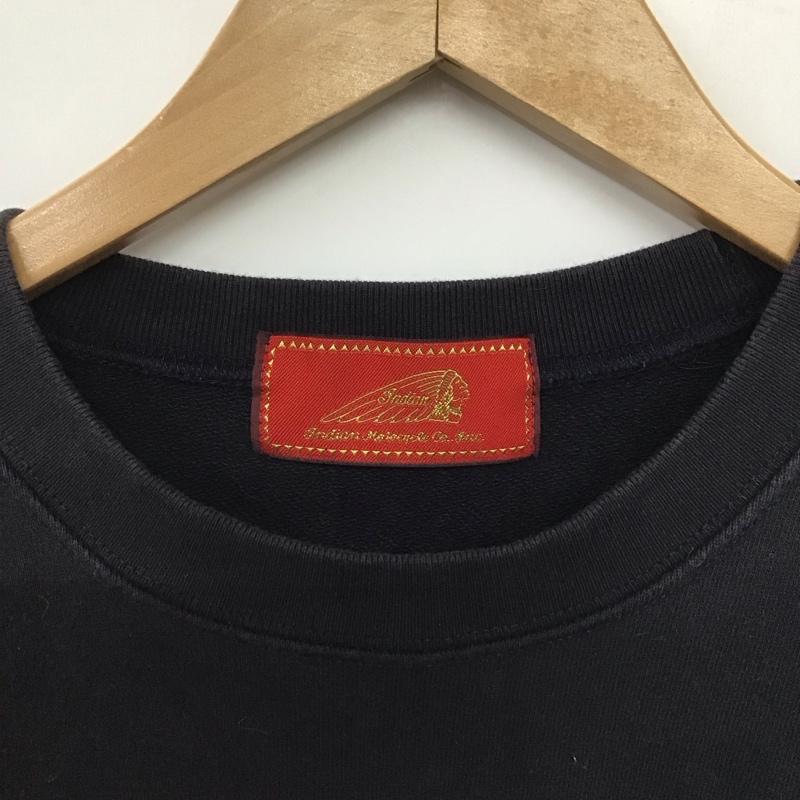 インディアン モーターサイクル INDIAN MOTORCYCLE トレーナー 長袖 長袖トレーナー スウェット クルーネック プルオーバー S ロゴ、文字 紺 / ネイビー /  メンズ USED 古着 中古 10145052