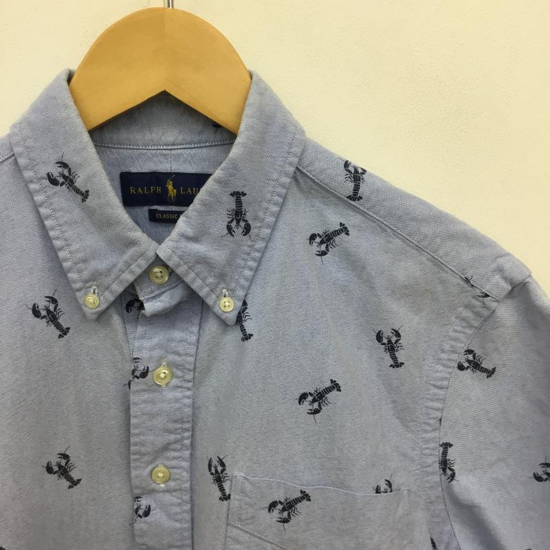 ラルフローレン RALPHLAUREN ポロシャツ 半袖 M 総柄 青 / ブルー / X 水色 / ライトブルー / X 紺 / ネイビー /  メンズ USED 古着 中古 10130864