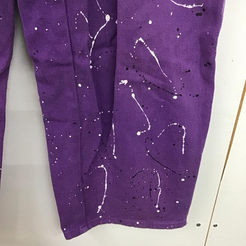 ナインティナインティ 9090 パンツ デニム、ジーンズ デニムパンツ ワイドパンツ カジュアルパンツ カラーパンツ XL プリント 紫 / パープル /  メンズ USED 古着 中古 10145988