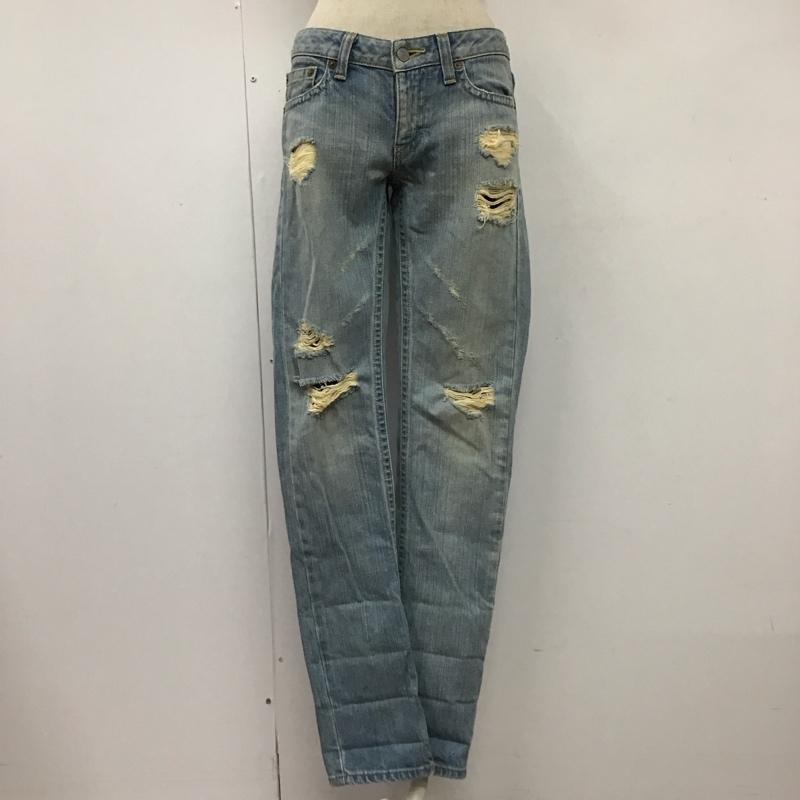 ロイスクレヨン LOISCRAYON パンツ デニム、ジーンズ 12000701 ジーパン 1 ダメージ加工 水色 / ライトブルー /  レディース USED 古着 中古 10114469