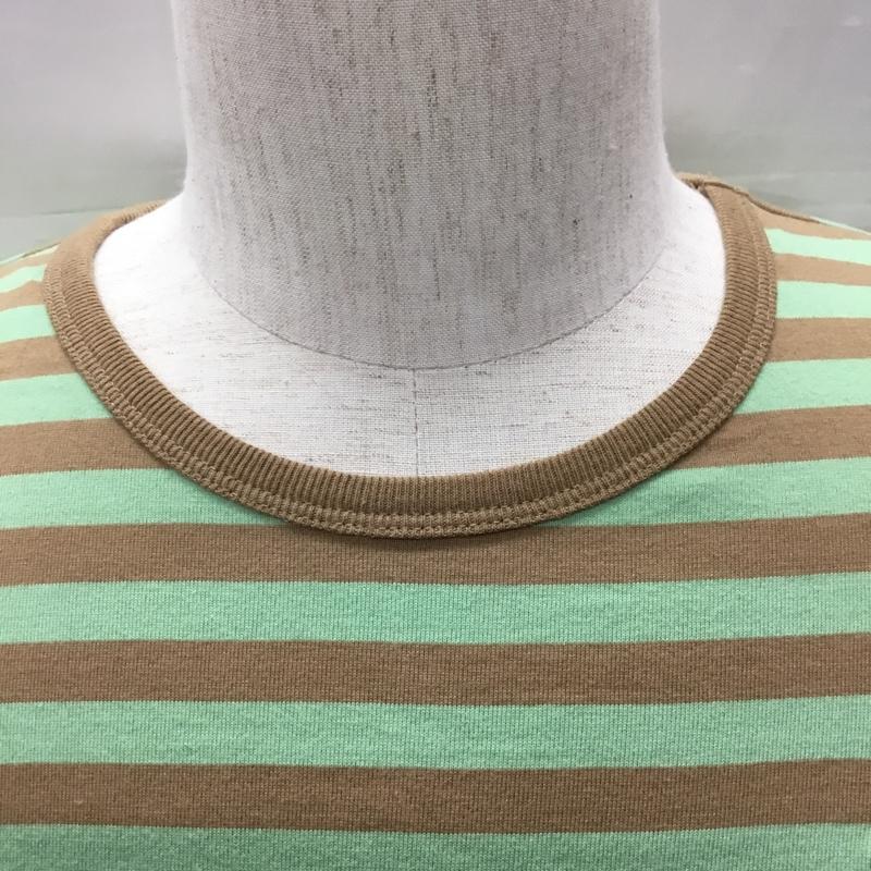 ニャー にゃー Tシャツ 長袖 Ne-net NY61JK014 ボーダー ロンT 3 ワンポイント ベージュ / ベージュ / X 薄緑 / ライトグリーン /  メンズ USED 古着 中古 10117190