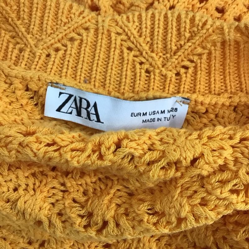 ザラ ZARA カーディガン 七分袖 3991 035 643 透かし編み ボレロ M 無地 橙 / オレンジ /  レディース USED 古着 中古 10119603