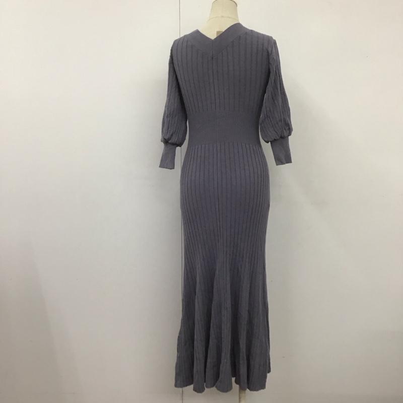 スナイデル SNIDEL ワンピース ロングスカート SWNO214074 フロントボタンニットワンピース パフスリーブ 無地 青 / ブルー /  レディース USED 古着 中古 10108578