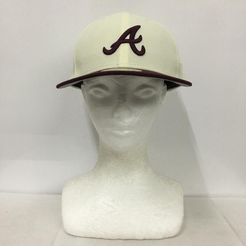 ニューエラ NEW ERA 帽子 キャップ 59FIFTY ATLBRA 58.7cm ロゴ、文字 アイボリー / アイボリー / X えんじ / ワインレッド /  メンズ USED 古着 中古 10135652