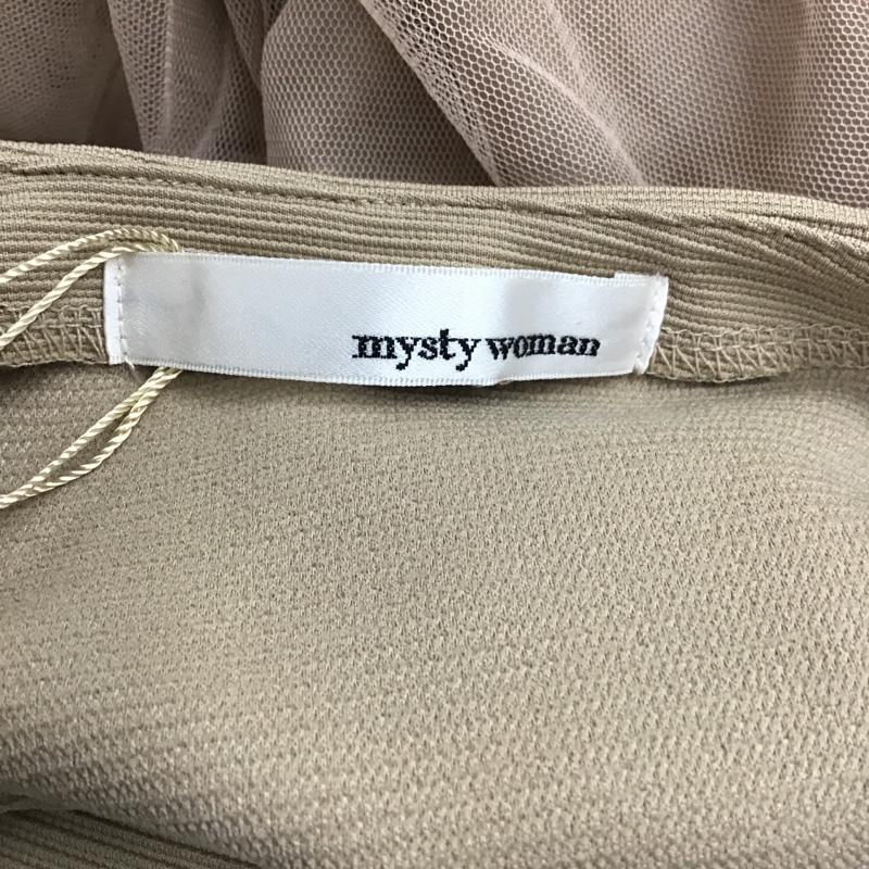 ミスティウーマン mysty woman カットソー 長袖 mw060166ts ハイネックチュールタック袖プルオーバー 長袖カットソー 袖レース FREE 無地 ベージュ / ベージュ /  レディース USED 古着 中古 10105638