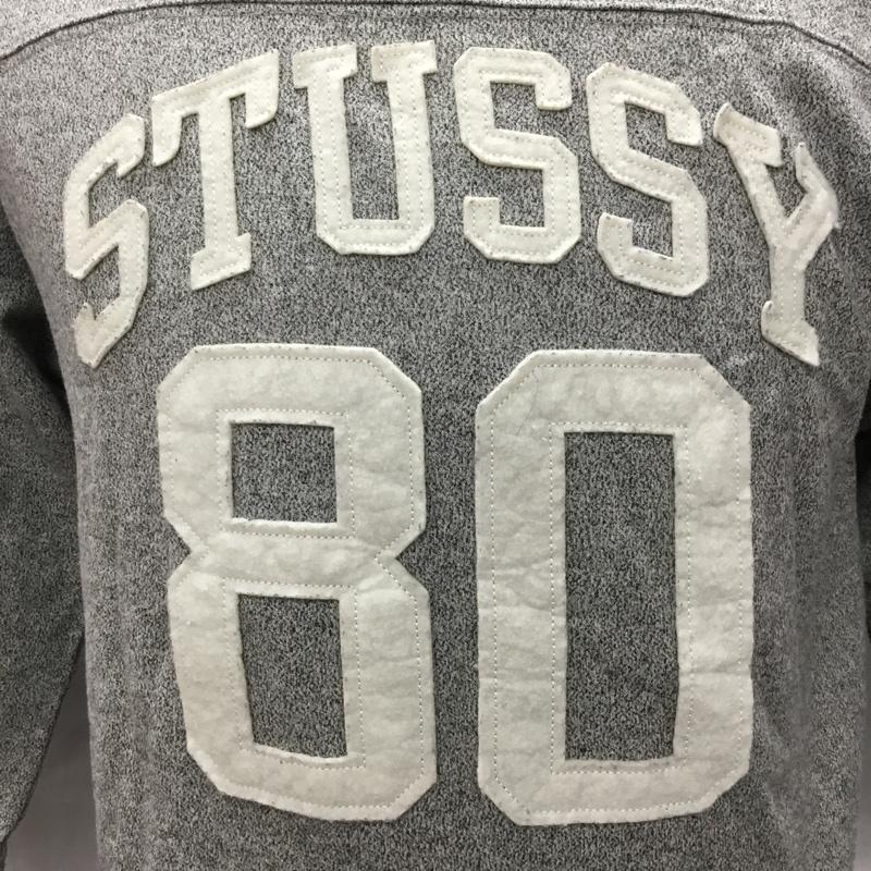 ステューシー STUSSY カットソー 七分袖 長袖カットソー クルーネックカットソー 七分丈 M ロゴ、文字 灰 / グレー /  メンズ USED 古着 中古 10106589