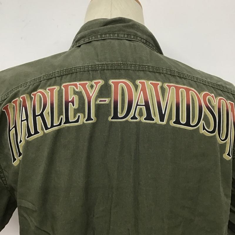 ハーレーダビッドソン Harley-Davidson シャツ、ブラウス 半袖 96104-10VM バックプリント S ロゴ、文字 カーキ / カーキ /  メンズ USED 古着 中古 10111201