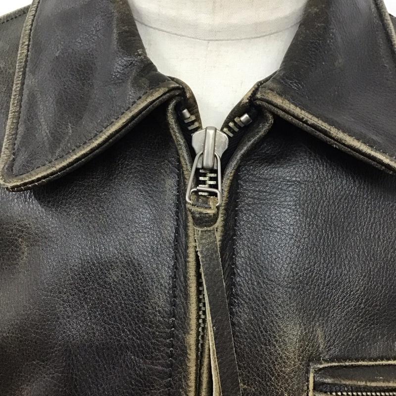 古着 USED ジャケット、上着 ジャケット、ブレザー レザージャケット カジュアルジャケット ライダース ジップアップジャケット ヴィンテージ 古着 L 無地 茶 / ブラウン /  メンズ USED 古着 中古 10123722