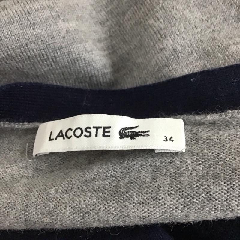 ラコステ LACOSTE ワンピース ひざ丈スカート EF5286 DEVANLAY ニットワンピース Vネック ウール 34 ワンポイント 灰 / グレー / X 白 / ホワイト / X 紺 / ネイビー /  レディース USED 古着 中古 10107939