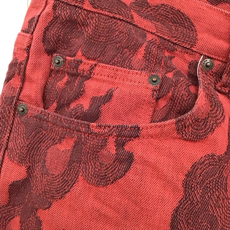 シュプリーム Supreme パンツ ショートパンツ SS23 FlamesJacquardBaggyDenimShort ショートパンツ ハーフパンツ 32インチ プリント 黒 / ブラック / X 赤 / レッド /  メンズ USED 古着 中古 10118304