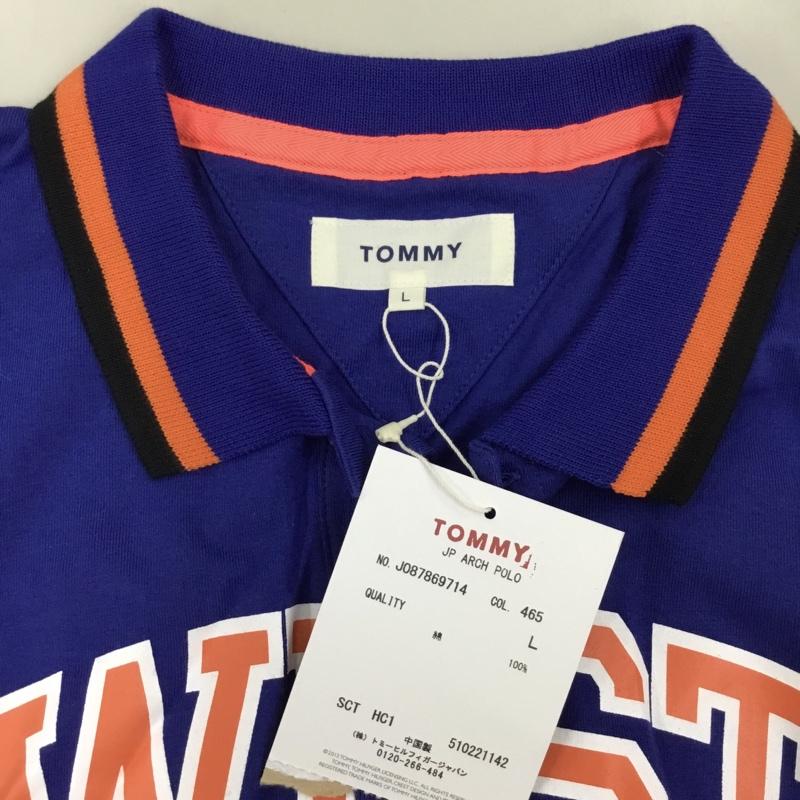 トミー TOMMY ポロシャツ 半袖 L ロゴ、文字 黒 / ブラック / X 紺 / ネイビー / X 橙 / オレンジ /  メンズ USED 古着 中古 10112777